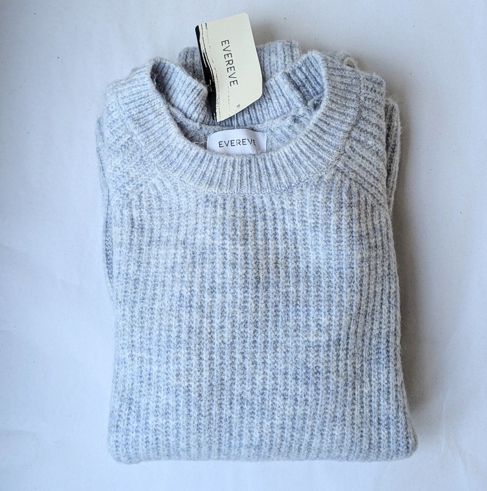 NWT Evereve Millie Shaker Pullover Sweater Light Blue Size L - Picture 2 of 10